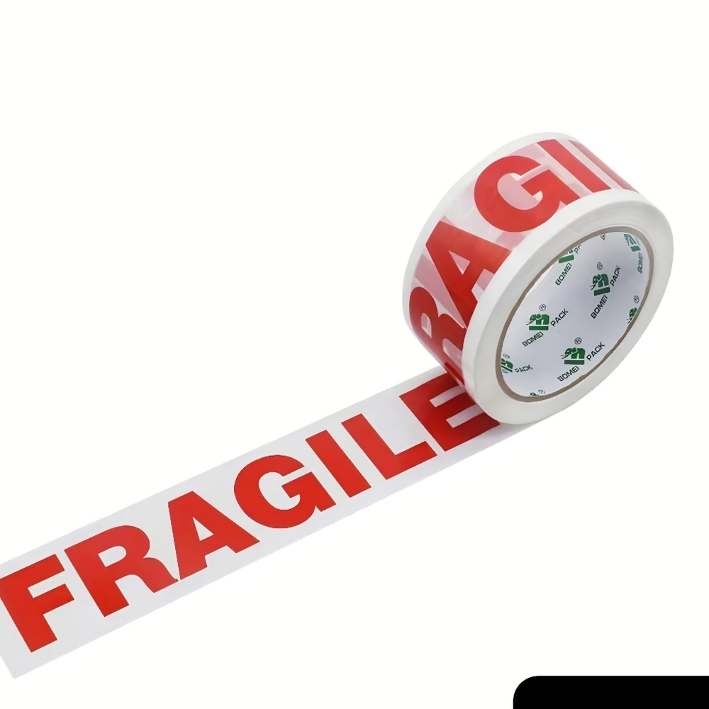 Fragile Packing Tape Roll with Bold Red Print